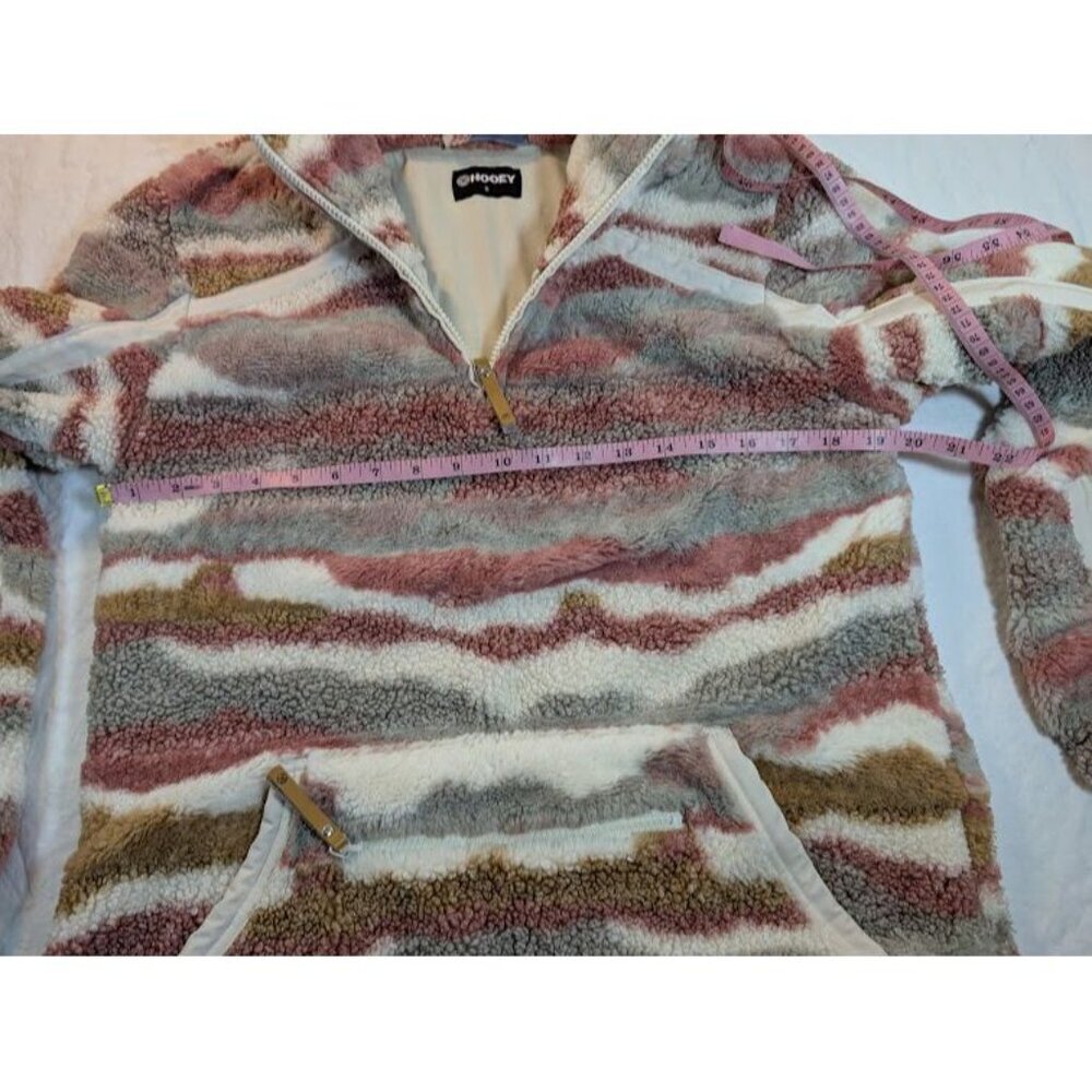 Hooey women's size small super cozy sherpa pull over pink tan white pockets - Picture 8 of 12